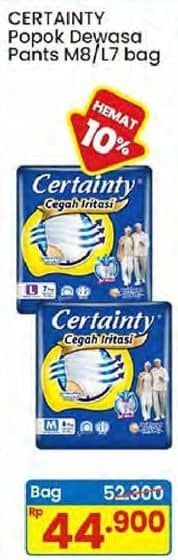 Promo Harga Certainty Adult Diapers Pants M8, L7 7 pcs - Indomaret