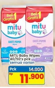 Promo Harga Mitu Baby Wipes Ganti Popok All Variants 50 pcs - Indomaret