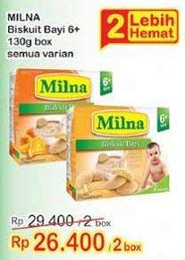 Promo Harga MILNA Biskuit Bayi 6+ All Variants per 2 box 130 gr - Indomaret