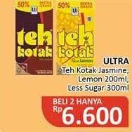 Promo Harga ULTRA Teh Kotak Jasmine, Lemon, Less Sugar 200 ml - Alfamidi