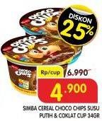 Promo Harga SIMBA Cereal Choco Chips Susu Putih, Susu Coklat 37 gr - Superindo