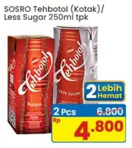 Promo Harga Sosro Teh Botol Less Sugar, Original 250 ml - Indomaret