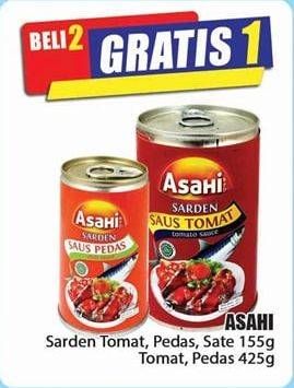 Promo Harga ASAHI Sardines Saus Tomat, Saus Pedas, Bumbu Sate Pedas 155 gr - Hari Hari