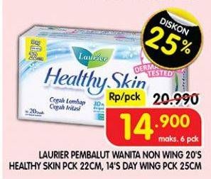 Promo Harga Laurier Healthy Skin Day NonWing 22cm, Day Wing 25cm 14 pcs - Superindo