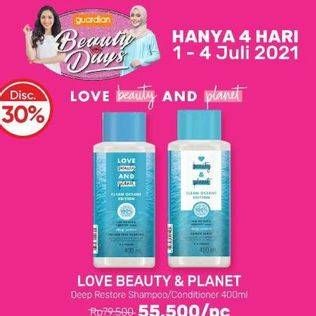 Promo Harga LOVE BEAUTY & PLANET Shampoo/Conditioner Deep Restore 400ml  - Guardian