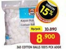 Promo Harga 365 Cotton Ball per 100 pcs 60 gr - Superindo
