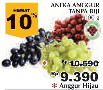 Promo Harga Anggur Hijau per 100 gr - Giant