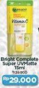 Promo Harga GARNIER Light Complete Super UV SPF 50+ PA+++ Matte Finish 15 ml - Alfamart
