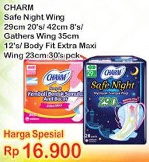 Promo Harga CHARM Safe Night/Body Fit Extra Maxxi  - Indomaret