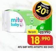 Promo Harga MITU Baby Wipes Antiseptic per 2 pouch 45 sheet - Superindo