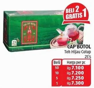 Promo Harga Teh Cap Botol Teh Hijau Celup 25 pcs - Lotte Grosir