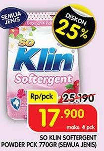Promo Harga SO KLIN Softergent All Variants 770 gr - Superindo
