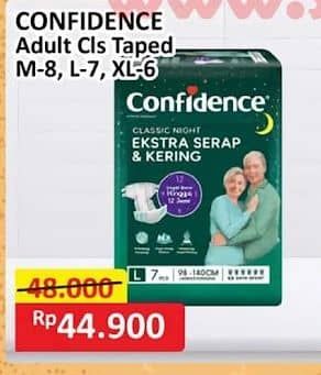 Promo Harga Confidence Adult Classic Night Ekstra Serap & Kering M8, L7, XL6 6 pcs - Alfamart