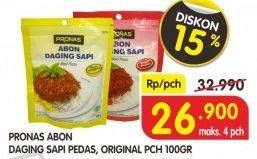 Promo Harga PRONAS Abon Daging Sapi Original, Pedas 100 gr - Superindo