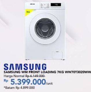 Promo Harga SAMSUNG WW70T3020WW/SE Washing Machine with Quick Wash and Drum Clean  - Carrefour