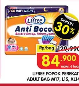 Promo Harga Lifree Popok Perekat Menyerap dan Kering M17, L15, XL14 14 pcs - Superindo