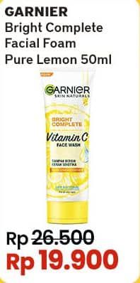 Promo Harga Garnier Facial Cleanser Bright Complete Face Wash 100 ml - Indomaret