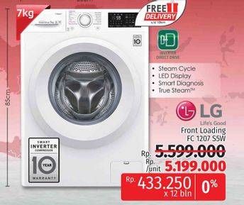 Promo Harga LG FC1207N5W | Mesin Cuci Front Loading 7kg  - LotteMart