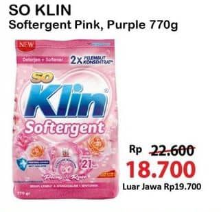 Promo Harga So Klin Softergent Rossy Pink, Purple Lavender 770 gr - Alfamart