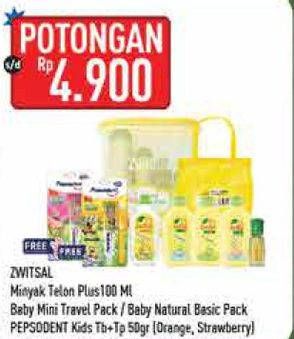 Promo Harga ZWITSAL Minyak Telon / Baby Mini Travel Pack/ Baby Natural Basic Park  - Hypermart