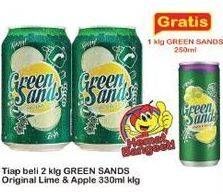 Promo Harga Green Sands Minuman Soda Lime Apple 330 ml - Indomaret