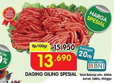 Promo Harga Daging Giling Sapi Spesial per 100 gr - Superindo