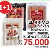 Promo Harga El Primo Sosis Chicken Bratwurst, Beef Cheese, Beef Bratwurst 500 gr - LotteMart