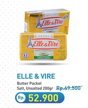 Promo Harga Elle & Vire Butter Salted, Unsalted, Unsalted 200 gr - Hypermart