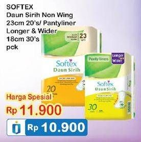 Promo Harga SOFTEX Daun Sirih Pantyliner 30s / NonWing 23cm 20s  - Indomaret