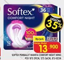 Promo Harga Softex Comfort Night Wing 42cm, Wing 36cm, Wing 29cm 8 pcs - Superindo