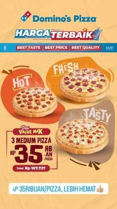 Promo Harga Dominos 3 Pizza  - Domino Pizza