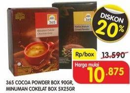 Promo Harga 365 Cocoa Powder Box 90 g, Minuman Cokelat Box 5x25 g  - Superindo