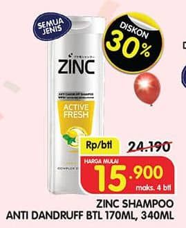 Promo Harga Zinc Shampoo All Variants 170 ml - Superindo