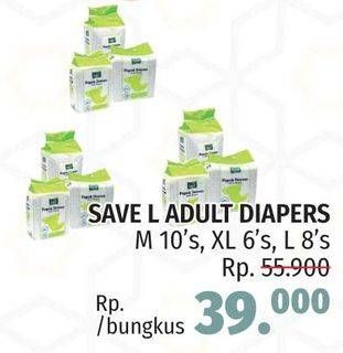 Promo Harga SAVE L Adult Diaper Pants M10, XL6, L8  - LotteMart