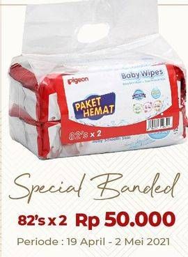 Promo Harga PIGEON Baby Wipes Anti Bacterial per 2 pouch 82 pcs - Carrefour