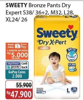 Promo Harga Sweety Bronze Pants Dry X-Pert XL26, XL24, S36+2, L28, M32 24 pcs - Alfamidi