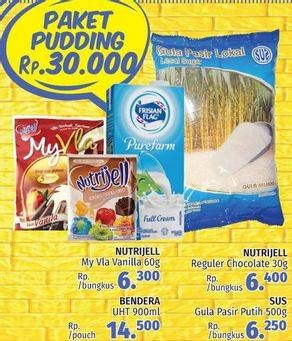 Promo Harga Paket Pudding (Nutrijell My Vla + Frisian Flag UHT + Nutrijell Reguler + SUS Gula pasir)  - LotteMart