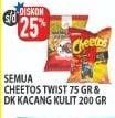 Promo Harga CHEETOS Twisted 75gr / DUA KELINCI Kacang Kulit 200gr All Variant  - Hypermart