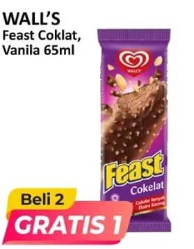 Promo Harga Walls Feast Chocolate, Vanilla 65 ml - Alfamart