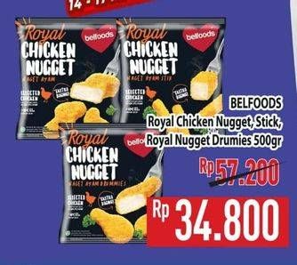 Promo Harga Belfoods Royal Nugget Chicken Nugget Drummies, Chicken Nugget S, Chicken Nugget Stick 500 gr - Hypermart