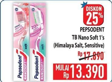 Promo Harga Pepsodent Sikat Gigi Nano Soft Himalaya Salt, Sensitive 1 pcs - Hypermart