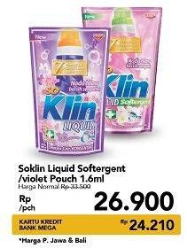 Promo Harga SO KLIN Liquid Detergent + Anti Bacterial Violet Blossom, + Softergent Pink 1600 ml - Carrefour