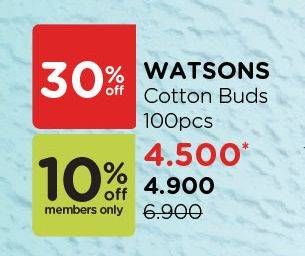 Promo Harga WATSONS Cotton Buds 100 pcs - Watsons