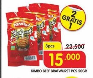 Promo Harga KIMBO Bratwurst per 3 bungkus 500 gr - Superindo