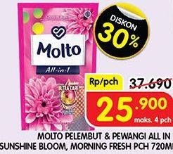 Promo Harga Molto All in 1 Pink Sunshine Bloom, Blue Morning Fresh 720 ml - Superindo