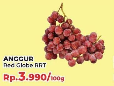 Promo Harga Anggur Red Globe RRT per 100 gr - Yogya