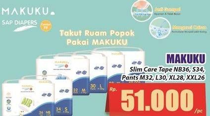 Promo Harga Makuku Air Diapers Slim Tape NB36, S34 34 pcs - Hari Hari