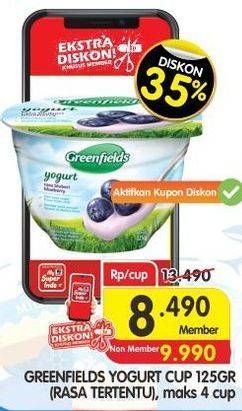 Promo Harga GREENFIELDS Yogurt Rasa Tertenu 125 gr - Superindo