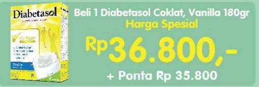 Promo Harga DIABETASOL Special Nutrition for Diabetic Chocolate, Vanilla 180 gr - Alfamart