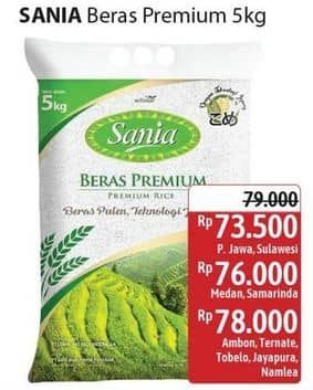 Promo Harga Sania Beras Premium 5000 gr - Alfamidi